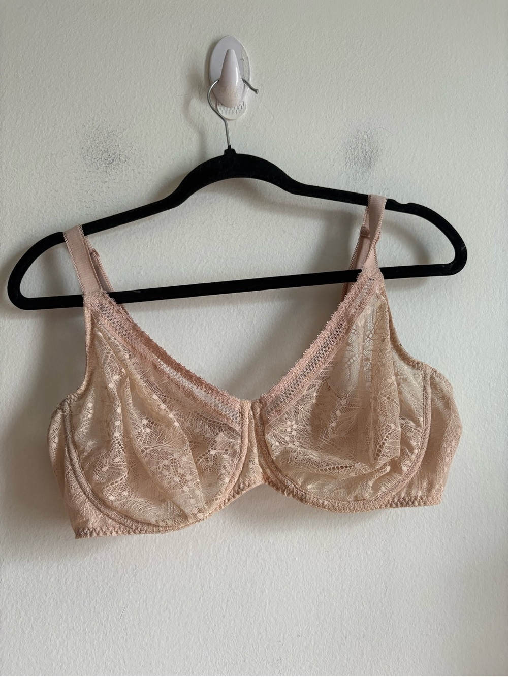 Simone Perele Sz 36F Blush Cream Lace Sexy Feminine Dainty Bra